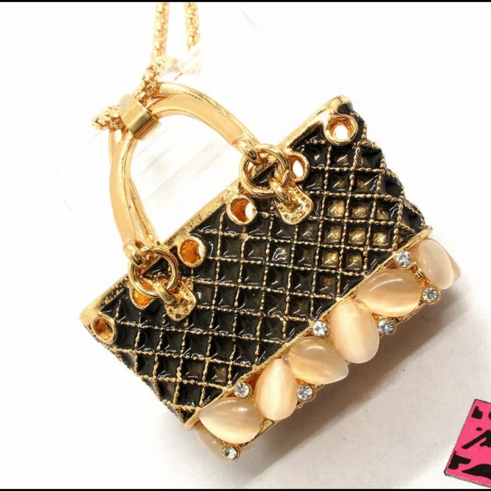 BETSEY JOHNSON ~Little Brown Purse Necklace